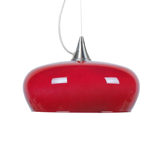 Suspension Cone  Aluminium Bol Verre Rouge  80 Cm.