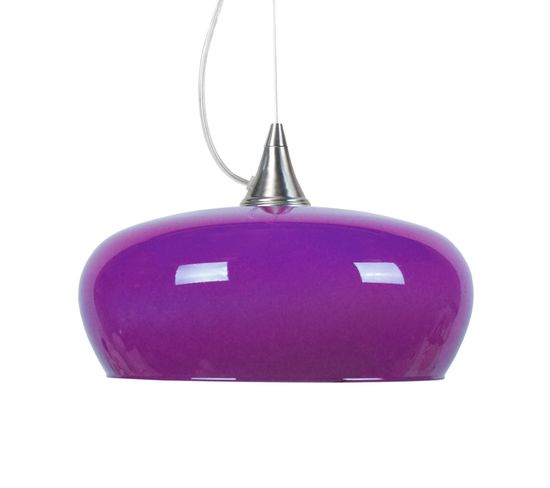 Suspension Cone  Aluminium Bol Verre Violet  80 Cm.