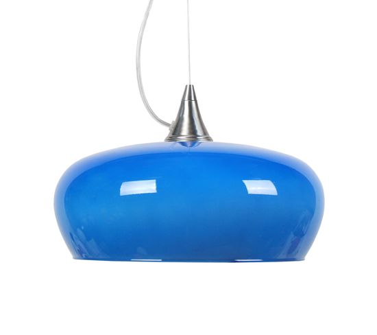 Suspension Cone  Aluminium Bol Verre Bleu  80 Cm.