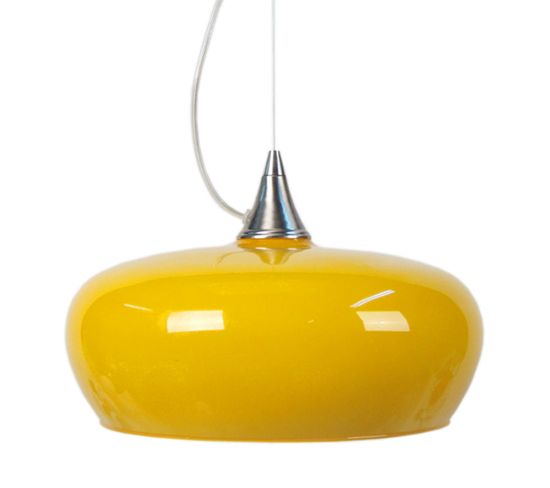 Suspension Cone  Aluminium Bol Verre Jaune  80 Cm.