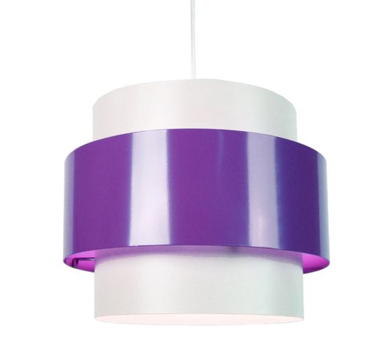 Suspension Cylindre Métal  Blanc,violet 85 Cm.