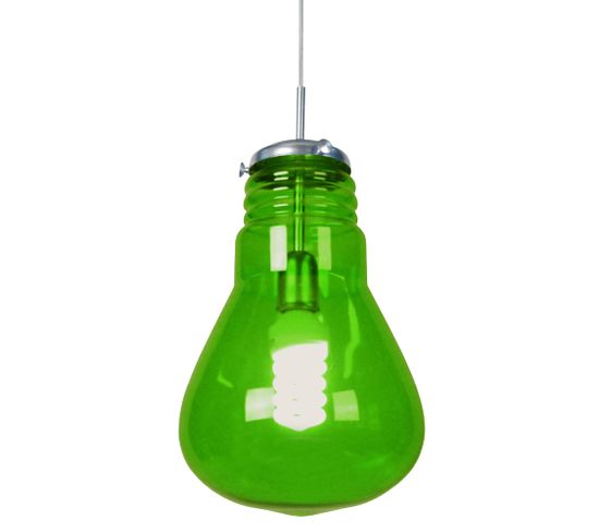 Suspension Renflé Verre  Vert 88 Cm.