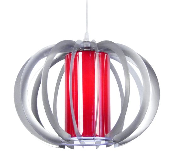 Suspension Globe Métal  Aluminium,rouge 90 Cm.