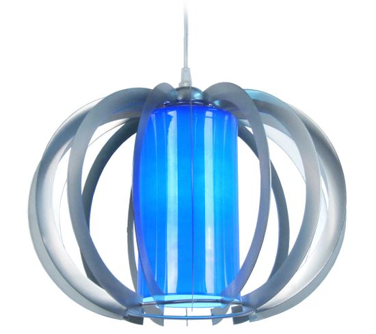 Suspension Globe Métal  Aluminium,bleu 90 Cm.