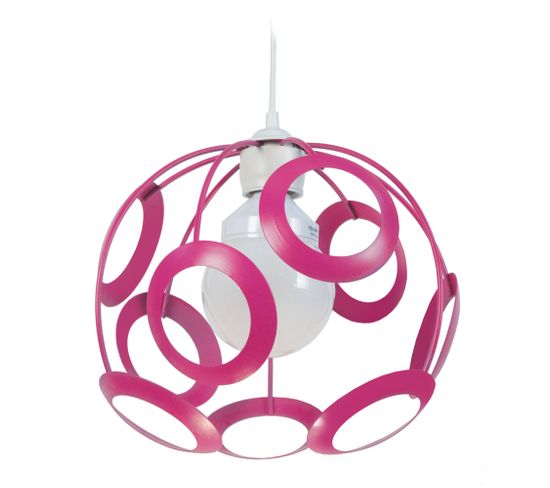 Suspension Globe Métal  Rose 85 Cm.