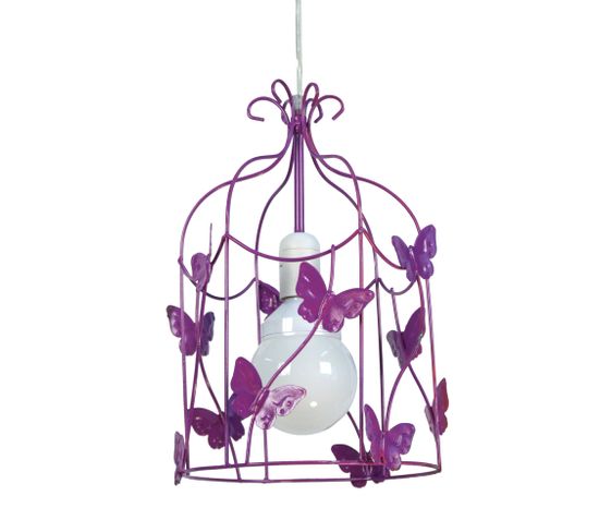 Suspension Lanterne Métal  Violet  96 Cm.