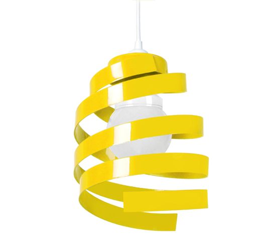 Suspension Spirale Métal  Jaune 85 Cm.