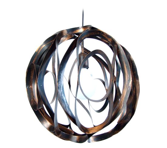 Suspension Globe Métal  Noir,or 107 Cm.