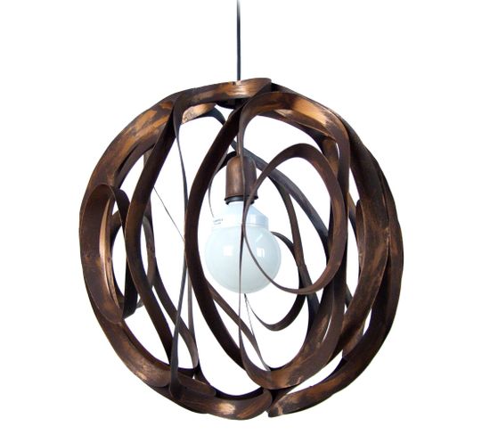 Suspension Globe Métal  Marron,or 107 Cm.