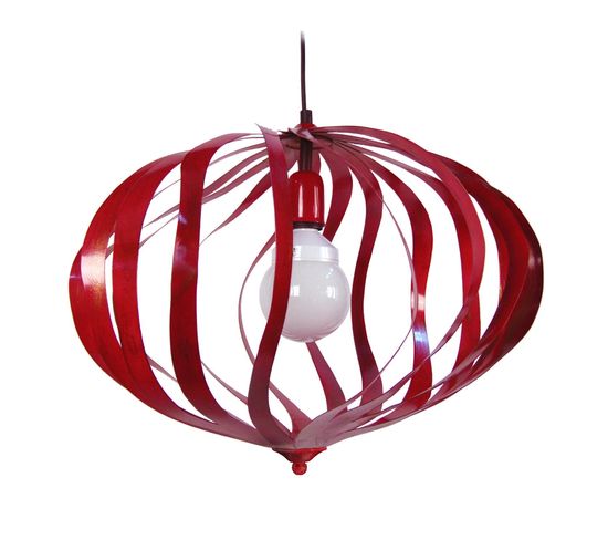 Suspension Globe Ovale Métal  Rouge,or 105 Cm.