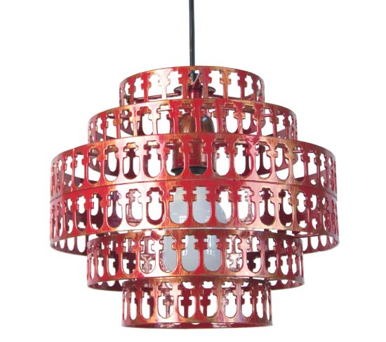 Suspension Géométrique Métal  Rouge,or 84 Cm.