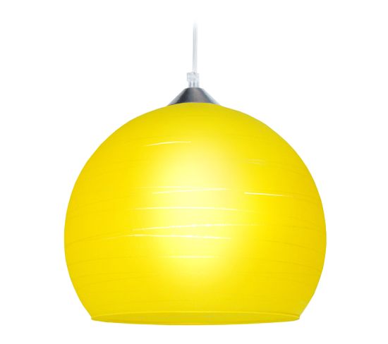 Suspension Globe Verre  Aluminium,jaune  84 Cm.