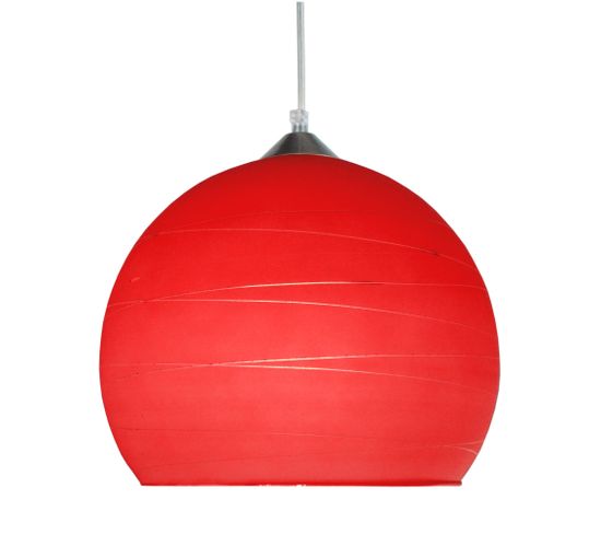 Suspension Globe Verre  Aluminium,rouge 84 Cm.