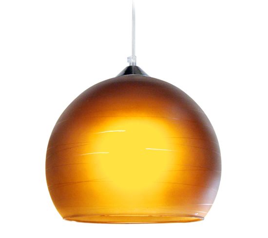 Suspension Globe Verre  Aluminium,marron  84 Cm.