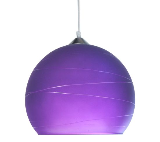 Suspension Globe Verre  Aluminium,bleu  84 Cm.