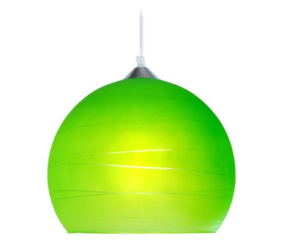 Suspension Globe Verre  Aluminium,vert  84 Cm.