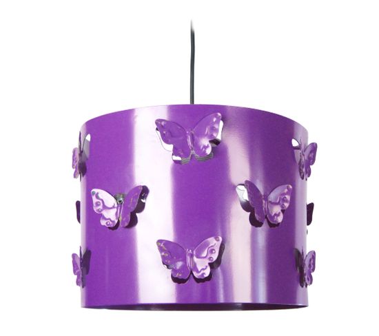 Suspension Bol Métal,papillon Violet 80 Cm.