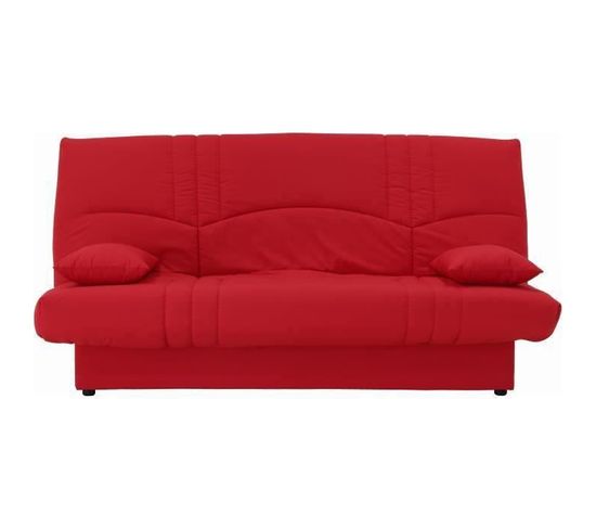 Banquette Clic Clac 3 Places Tissu Rouge Style Contemporain L 190 X P 92 Cm Dream