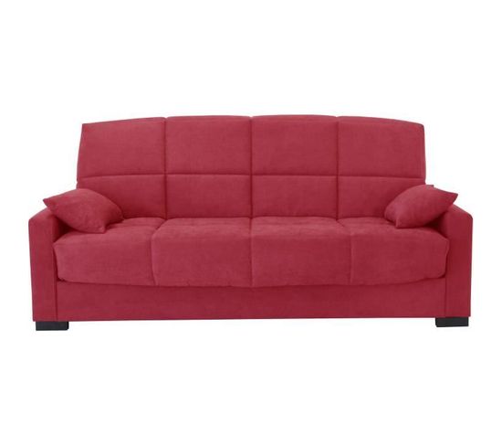 Clic Clac 3 Places Megan 14 Tissu Rouge Avec Accoudoirs Couchage 130x190 Cm L223 X P96 X H103 Cm