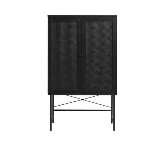 Rinto - Buffet Haut 2 Portes Bois Et Métal H135cm - Couleur - Noir