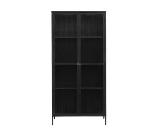 Bjorn - Vaisselier 2 Portes En Verre Stié Et Métal H190cm - Couleur - Noir