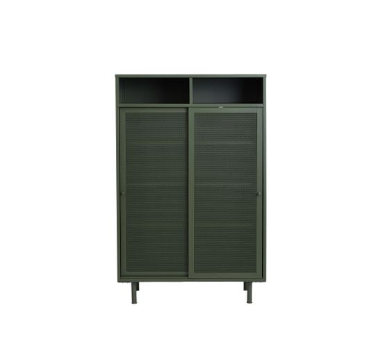 Kiso - Vaisselier 2 Portes, 2 Niches En Métal H140cm - Couleur - Noir