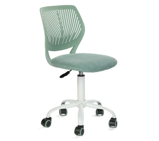 Chaise De Bureau Pour Enfant Vert Sauge à Roulettes