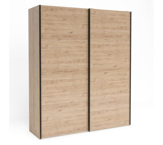 Armoire 2 portes coulissantes  ELEGANCE XL L.180 cm chêne