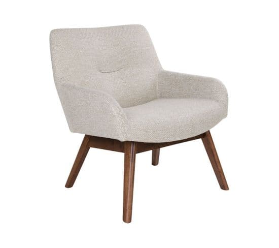 London - Fauteuil En Tissu Et Pieds En Bois Naturel - Couleur - Ecru