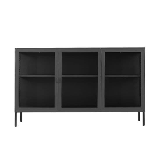 Brisbane - Buffet En Verre Et Métal L140cm - Couleur - Noir