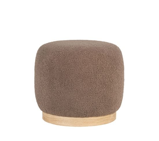 Belfort - Pouf Rond En Tissu Bouclette Ø44,5cm - Couleur - Marron