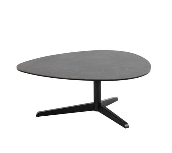 Table Basse Galet En Céramique Et Pied En Métal Noir L84 - Barbara