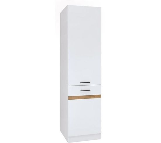 Junona Colonne De Cuisine 2 Portes - Ouverture Droite - L 50 X H 196 X P 46 Cm - Blanc Brillant