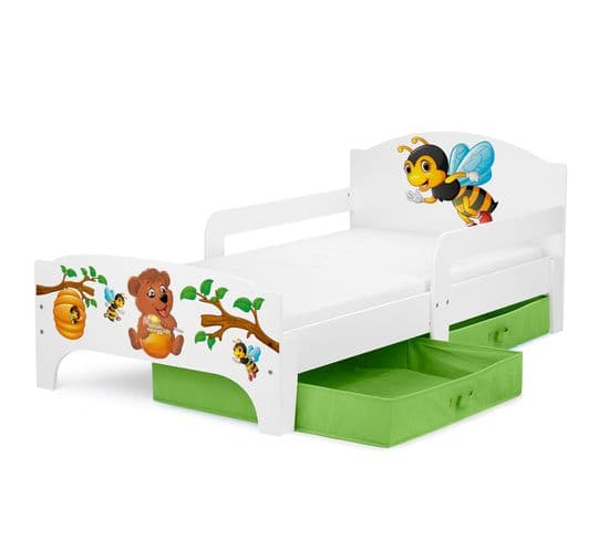 Moderne Lit D'enfant Smart En Bois Avec Un Matelas Teddy Et Abeilles