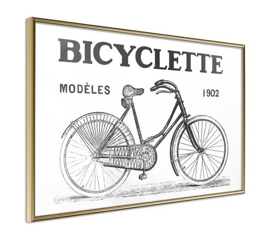 Affiche Murale Encadrée "bicyclette" 60 X 40 Cm Or