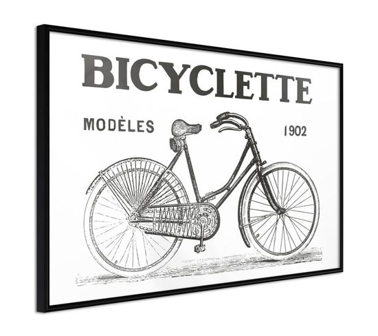 Affiche Murale Encadrée "bicyclette" 45 X 30 Cm Noir