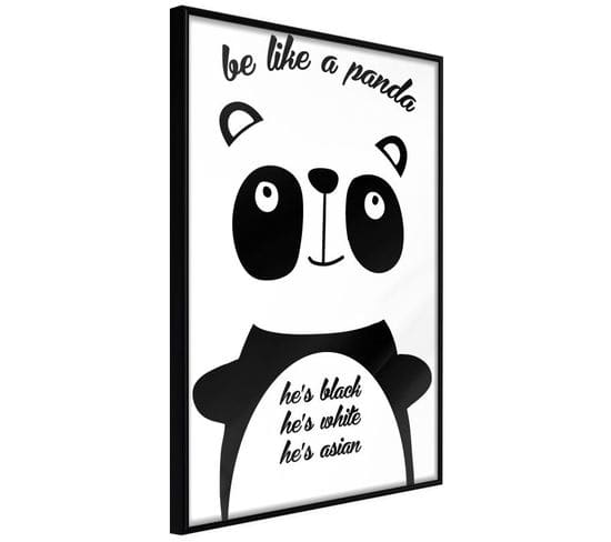 Affiche Murale Encadrée "tolerant Panda" 40 X 60 Cm Noir