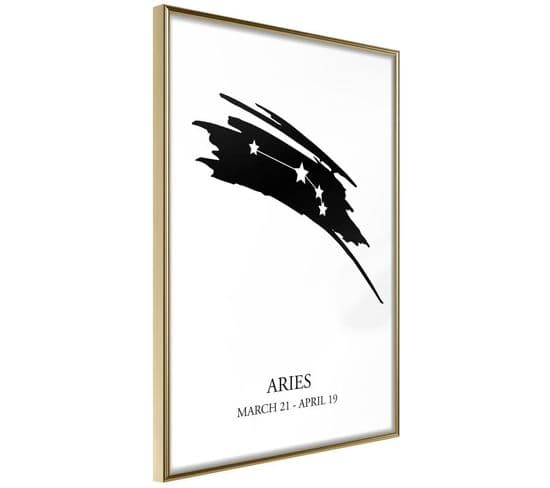 Affiche Murale Encadrée "zodiac Aries I" 30 X 45 Cm Or