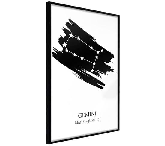 Affiche Murale Encadrée "zodiac Gemini I" 30 X 45 Cm Noir