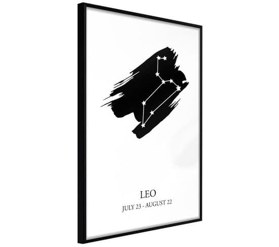 Affiche Murale Encadrée "zodiac Leo I" 30 X 45 Cm Noir