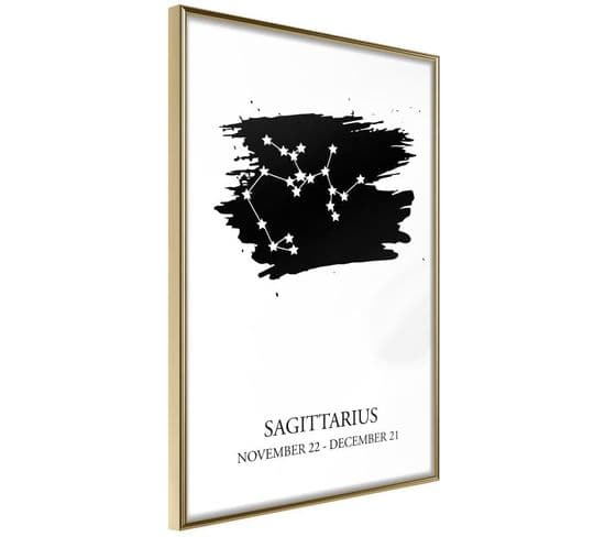 Affiche Murale Encadrée "zodiac Sagittarius I" 40 X 60 Cm Or