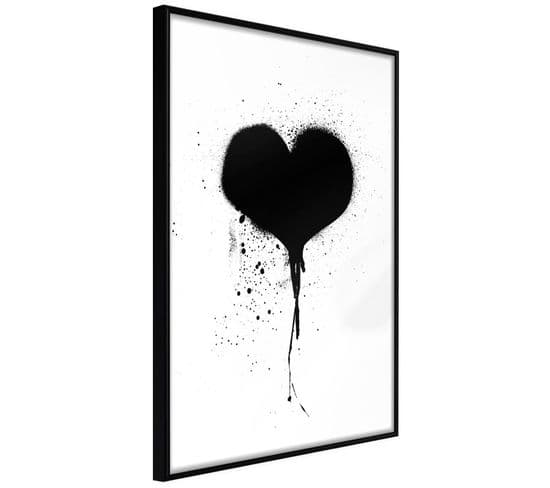 Affiche Murale Encadrée "graffiti Heart" 20 X 30 Cm Noir