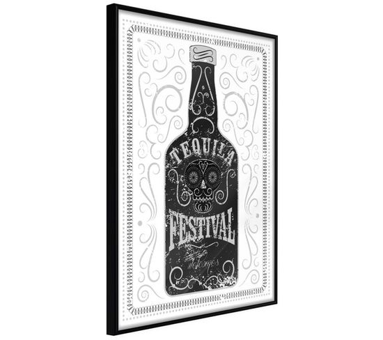 Affiche Murale Encadrée "bottle Of Tequila" 30 X 45 Cm Noir