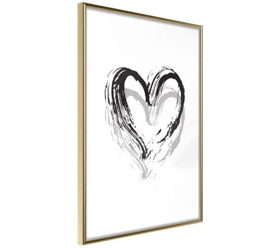 Affiche Murale Encadrée "painted Declaration Of Love" 40 X 60 Cm Or