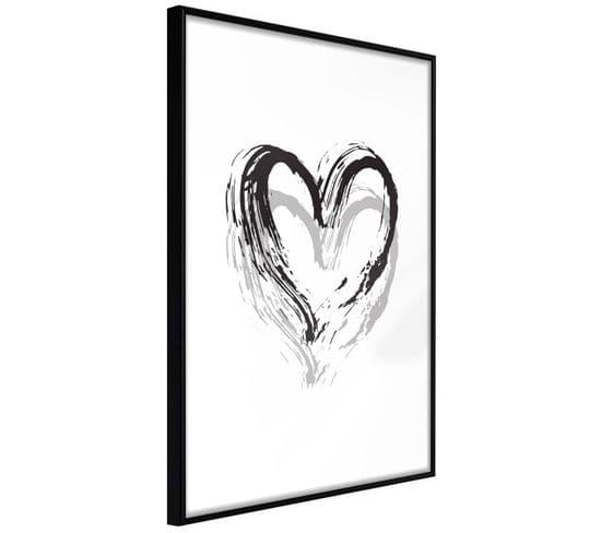 Affiche Murale Encadrée "painted Declaration Of Love" 30 X 45 Cm Noir