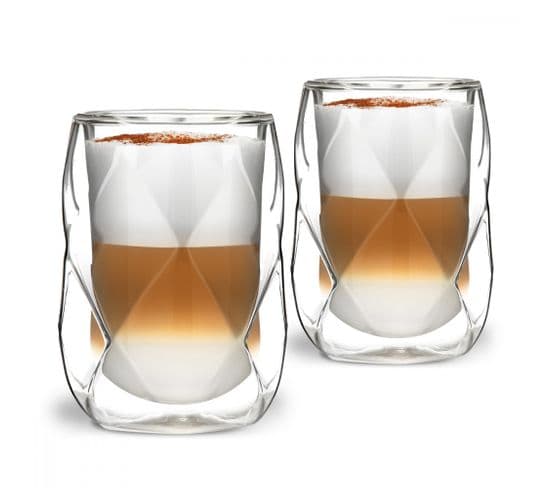 Lot De 2 Verres Double Paroi 350ml Transparent