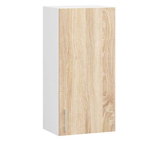 Meuble De Cuisine Haut W40 Lima Modulable Blanc 40 Cm 1 Porte Façade Chêne Sonoma 2 Étagères