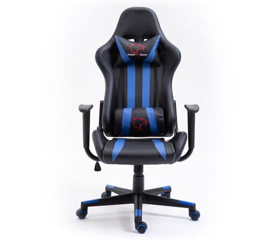 Fauteuil Gaming Fg33 Noir Et Bleu Similicuir