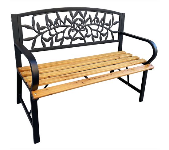 Banc De Jardin Noir Reo Avec Bois Laqué Et Pieds En Acier