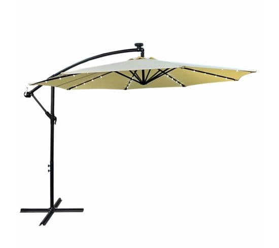 Parasol De Jardin Milin Avec Éclairage LED Beige, Poids 12,7 Kg Dimensions L300 X L300 X H245 Cm